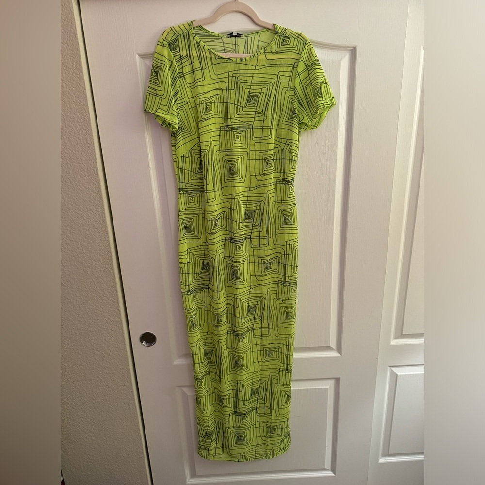 FashionNova Mara Mesh Maxi Dress - Lime